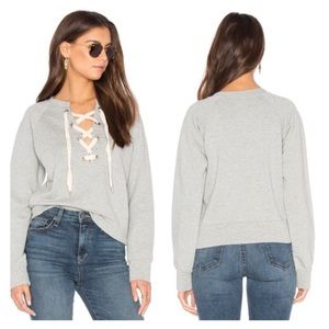 Sincerely Jules Gray Kaia Lace Up Sweatshirt